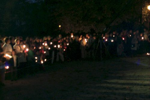 Each visitor lit a candle for the peace