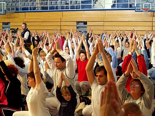 Practicing asanas at the International Yoga Seminar in Cakovec/Croatia