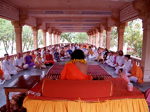 Swamiji with the European Disciples on the morning of Guru Purnima