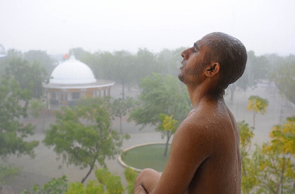 Heavy monsoon rains bring relief to thirsty nature and people in Jadan ashram